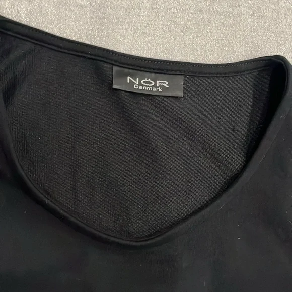 [3/40/US:L]NOR Denmark Black Long Sleeve Asymmetrical Striped Baggy Dress Funky - Picture 9 of 11